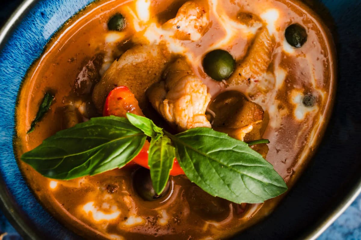 A freshly plated Thai dish